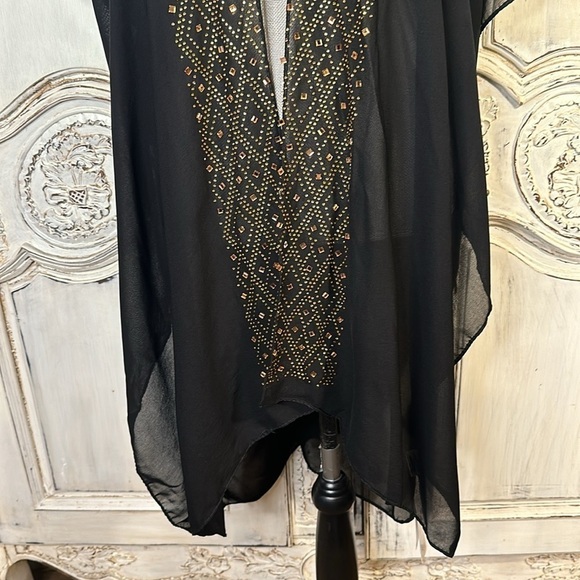 Jessica Mc Clintock Sheer with Rose Gold Faux Rhinestone Embellished  Kimono NWT - Picture 5 of 12